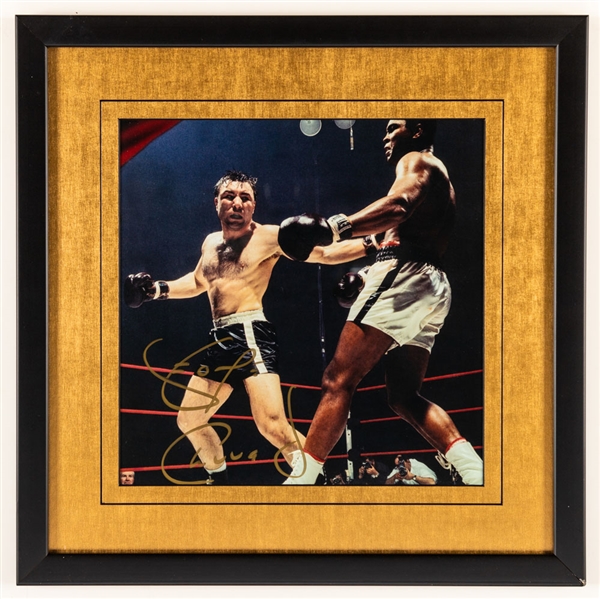 George Chuvalo Signed Chuvalo vs Muhammad Ali First Bout March 29, 1966 Framed Photo (15” x 15”)