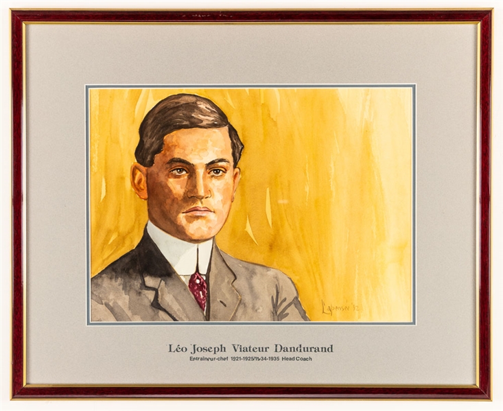 Leo Dandurand 1921-25/1934-35 Montreal Canadiens Head Coach Original Michel Lapensee Painting Framed Display from the Montreal Forum (19" x 23")