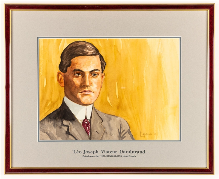 Leo Dandurand 1921-25/1934-35 Montreal Canadiens Head Coach Original Michel Lapensee Painting Framed Display from the Montreal Forum (19" x 23")