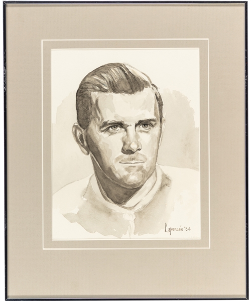 Maurice Richard Original Framed Artwork by Michel Lapensee Used for the Montreal Canadiens 75th Anniversary Dream Team Program (13" x 16")