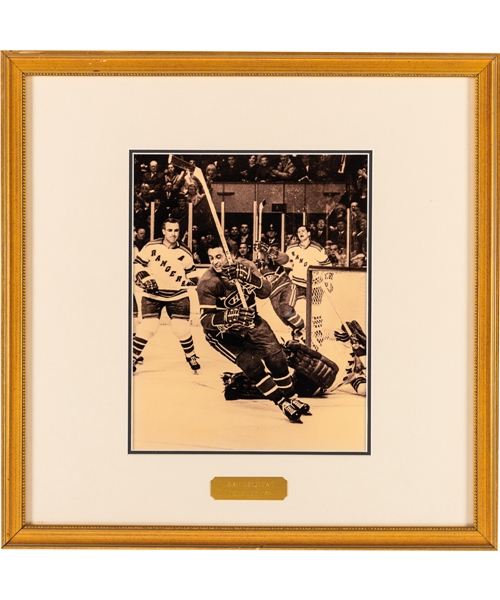 Jean Beliveau Montreal Canadiens Hockey Hall of Fame Honoured Member Framed Photo Display from the Montreal Canadiens Archives (16" x 16")