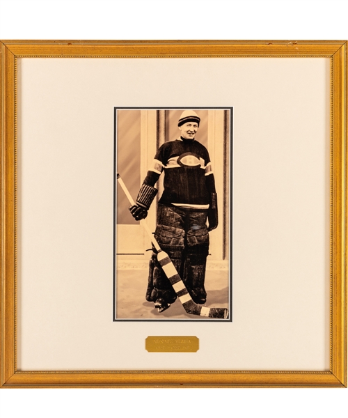 Georges Vezina Montreal Canadiens Hockey Hall of Fame Honoured Member Framed Photo Display from the Montreal Canadiens Archives (16" x 16")