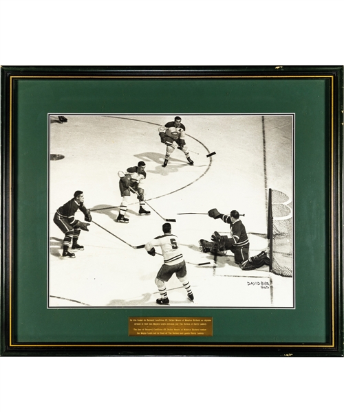 Maurice Richard, Dickie Moore and Bernard Geoffrion Montreal Canadiens Framed Action Photo Display from the Montreal Canadiens Archives (22 ¾” x 26 ¾”)