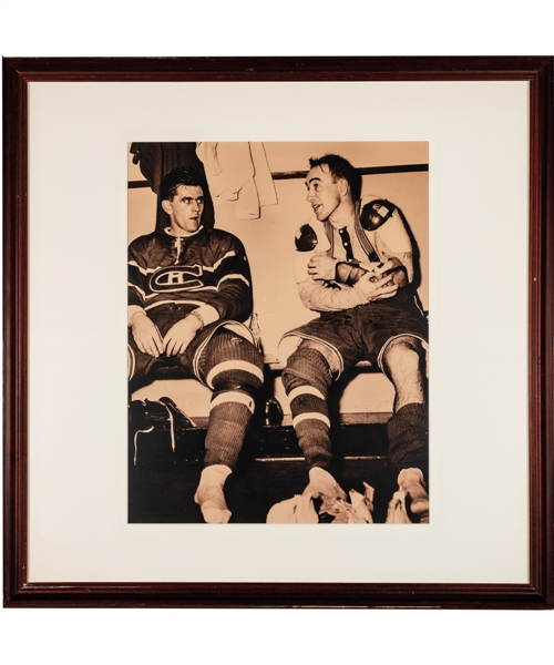 Maurice Richard and Toe Blake Montreal Canadiens Framed Dressing Room Photo Display from the Montreal Canadiens Archives (27 3/8” x 27 3/8”)