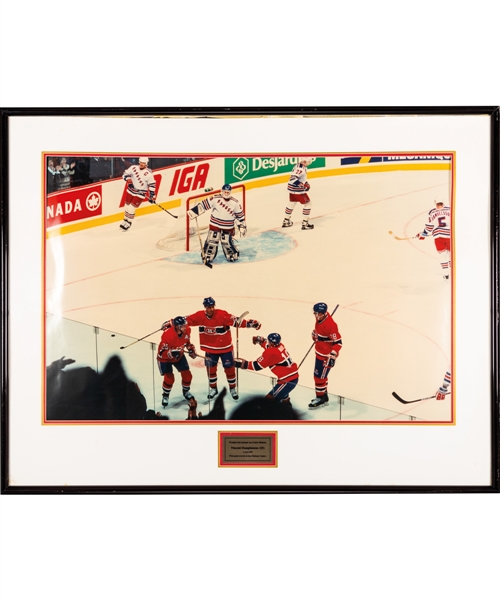 Montreal Canadiens March 16th 1996 "First Goal at Molson Center" Framed Photo Display from the Montreal Canadiens Archives (34 3/8" x 44 3/8")