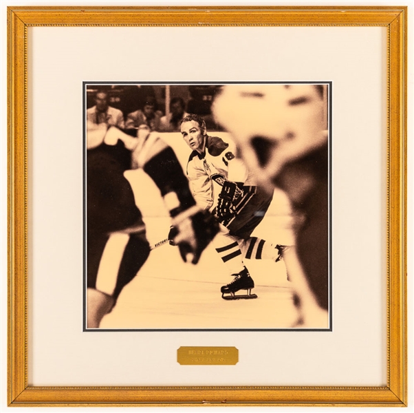 Henri Richard Montreal Canadiens Hockey Hall of Fame Honoured Member Framed Photo Display from the Montreal Canadiens Archives (16" x 16") 