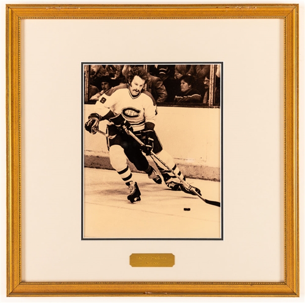 Larry Robinson Montreal Canadiens Hockey Hall of Fame Honoured Member Framed Photo Display from the Montreal Canadiens Archives (16" x 16")