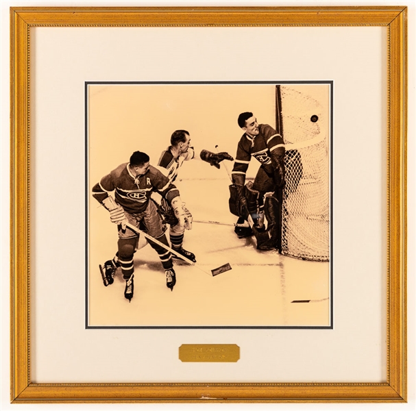 Tom Johnson Montreal Canadiens Hockey Hall of Fame Honoured Member Framed Photo Display from the Montreal Canadiens Archives (16" x 16")