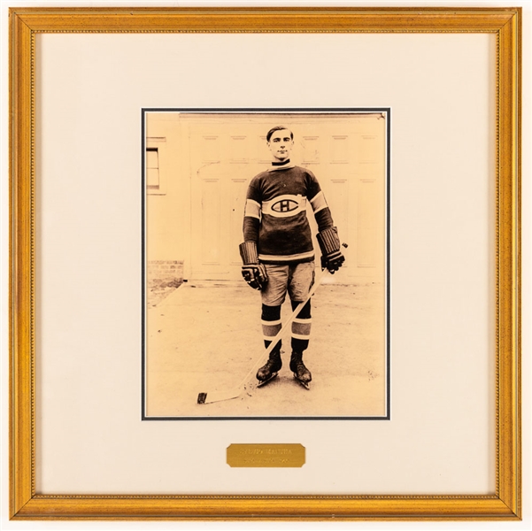 Sylvio Mantha Montreal Canadiens Hockey Hall of Fame Honoured Member Framed Photo Display from the Montreal Canadiens Archives (16" x 16")