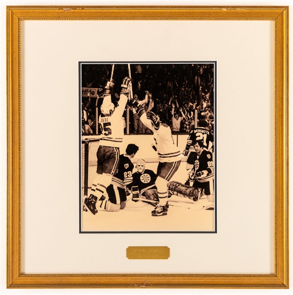 Jacques Lemaire Montreal Canadiens Hockey Hall of Fame Honoured Member Framed Photo Display from the Montreal Canadiens Archives (16" x 16")