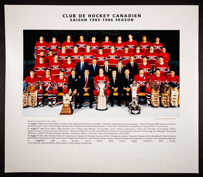 Montreal Canadiens 1985-86 Stanley Cup Champions Photo Display from the Montreal Canadiens Archives (25” x 29”)