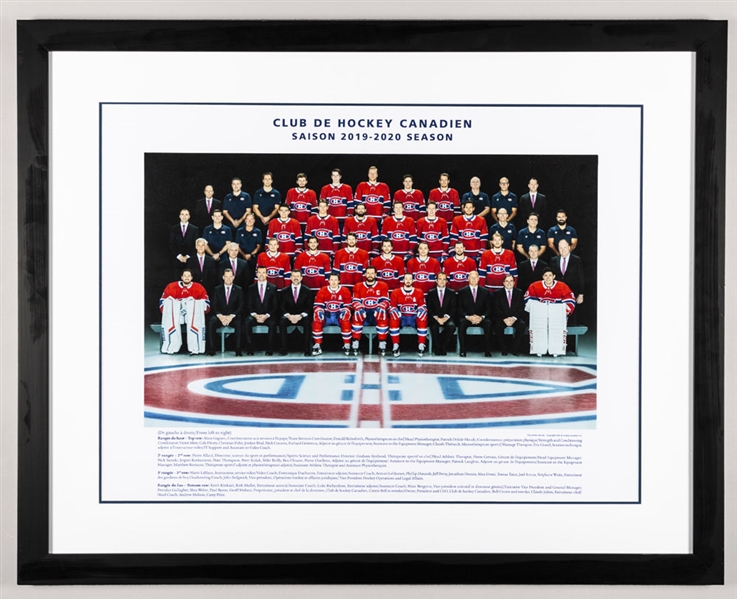 Montreal Canadiens 2019-20 Team Photo Framed Display from the Montreal Canadiens Archives (31 ½” x 39 ½”) 