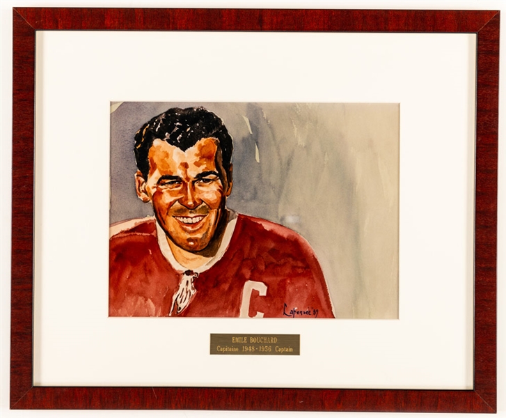 Emile Bouchard 1948-56 Montreal Canadiens Captain Framed Display from the Montreal Canadiens Archives (13 3/8" x 16 1/8")