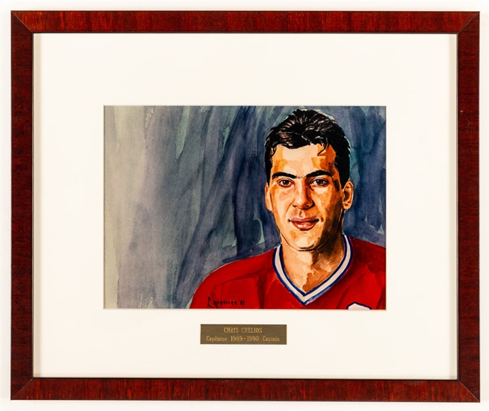 Chris Chelios 1989-90 Montreal Canadiens Captain Framed Display from the Montreal Canadiens Archives (13 3/8" x 16 1/8")