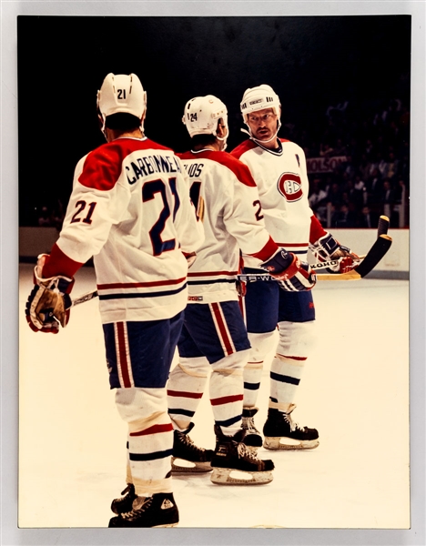 Guy Carbonneau, Chris Chelios and Larry Robinson Montreal Canadiens Photo Display from the Montreal Canadiens Archives (23” x 30”)