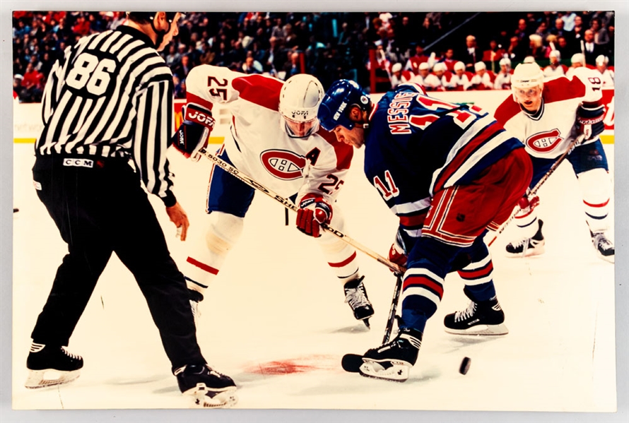 Vincent Damphousse Montreal Canadiens Photo Display from the Montreal Canadiens Archives featuring Mark Messier (24” x 36”)