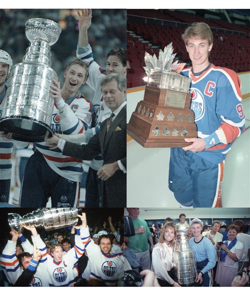 Wayne Gretzky 1978-88 Edmonton Oilers B&W and Color 35mm Photo Slide Collection of 63 Plus 15 Additional Oilers Slides (Messier and Fuhr) 