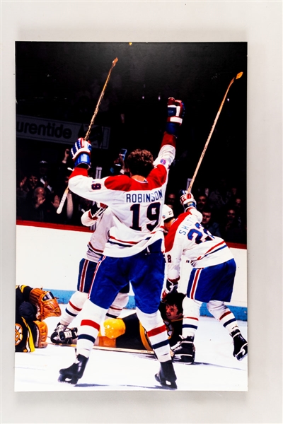 Larry Robinson and Steve Shutt Montreal Canadiens Goal Celebration Photo Display from the Montreal Canadiens Archives (23 7/8” x 36”)