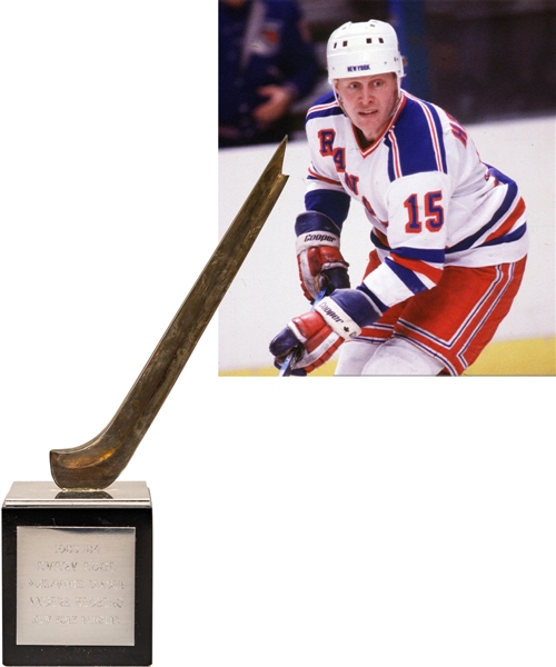 Anders Hedbergs 1983-84 New York Rangers Emery Edge Plus/Minus Leader Trophy with His Signed LOA (9”)