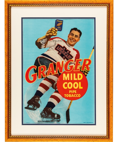 Harvey "Busher" Jackson Late-1930s New York Americans Granger Pipe Tobacco Framed Advertising Poster (19" x 25")