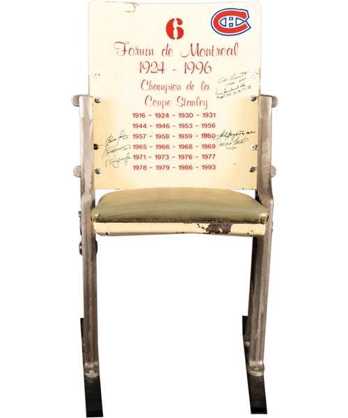 Montreal Forum Multi-Signed White Single Seat with Team COA (35")