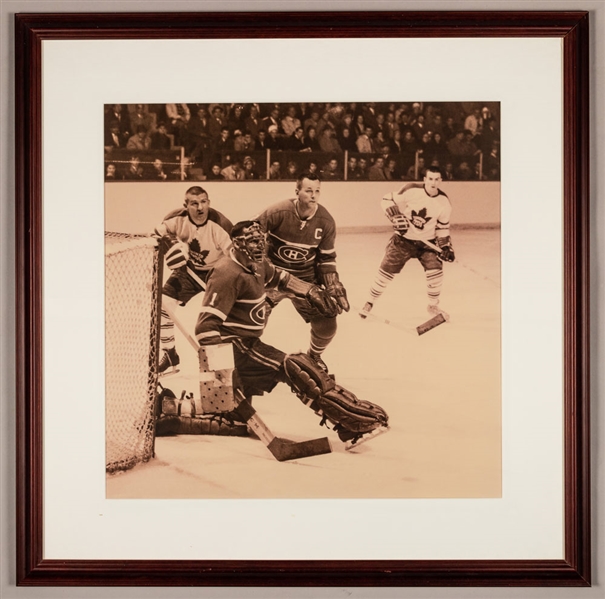 Jacques Plante and Doug Harvey Montreal Canadiens Photo Display from the Montreal Canadiens Archives (27 1/2” x 27 ½”)