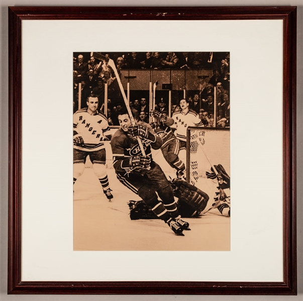 Jean Beliveau Montreal Canadiens Photo Display from the Montreal Canadiens Archives (27 1/2” x 27 ½”)