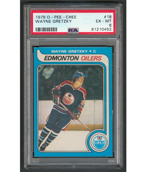 1979-80 O-Pee-Chee Hockey Card #18 HOFer Wayne Gretzky Rookie - Graded PSA 6