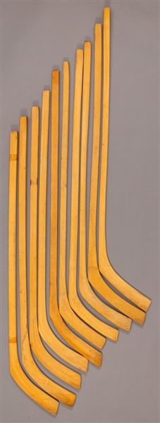 Early-1900s One-Piece Hockey Stick Collection of 10
