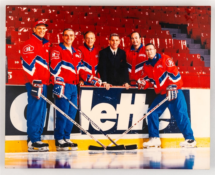 Canadiens Coaches Photo Display featuring Jacques Laperriere, Yvan Cournoyer, and Steve Shutt from the Montreal Canadiens Archives (15 7/8" x 20")