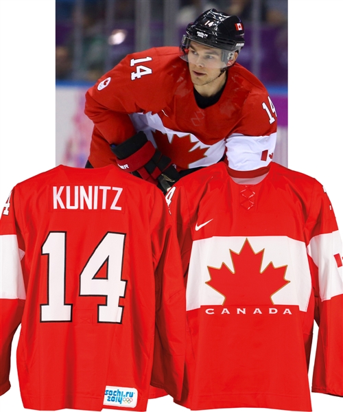 Chris Kunitzs 2014 Sochi Winter Olympics Team Canada Game-Worn Jersey with NHLPA LOA