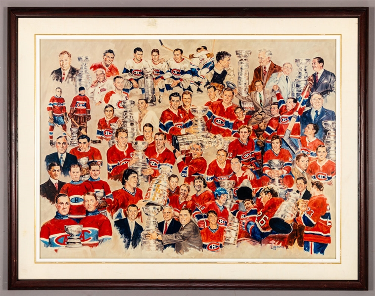 Montreal Canadiens “Stanley Cup Conquests” Framed Display from the Montreal Canadiens Archives (37” x 47”) 