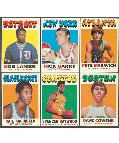 1971-72 Topps Basketball Card Starter Set (188/233) Including Barry, Lanier, Cowens and Archibald Rookie Cards and Cards of Maravich, Havlicek, Baylor and Frazier Plus 1970-71 Topps Cards (34)