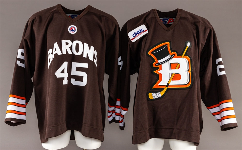 Jonathan Cheechoos (2001-02) and Robert Mulicks (Early-2000s) AHL Cleveland Barons Game-Worn Alternate Jerseys