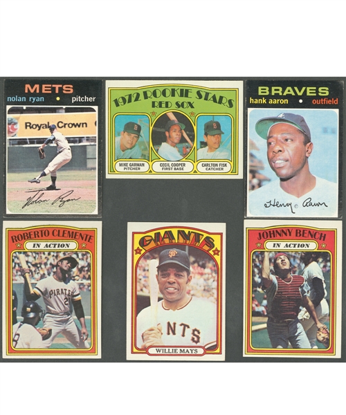 1971 Topps Baseball Cards (350+) and 1972 Topps Baseball Cards (900+) Including Carlton Fisk Rookie Cards (2) and Numerous Stars/HOFers