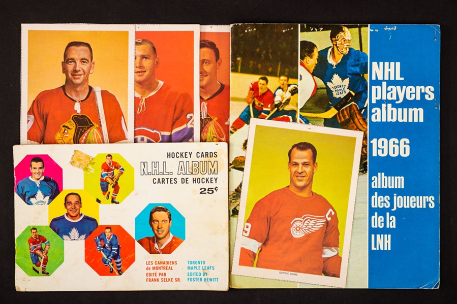 1961-62 York Peanut Butter Hockey (Yellow Back) Complete 42-Card Set in Album, 1965-66 Coca-Cola Cards Complete Set in Album and 1963-65 Chex Cereal Hockey Photos (4) Including Howe