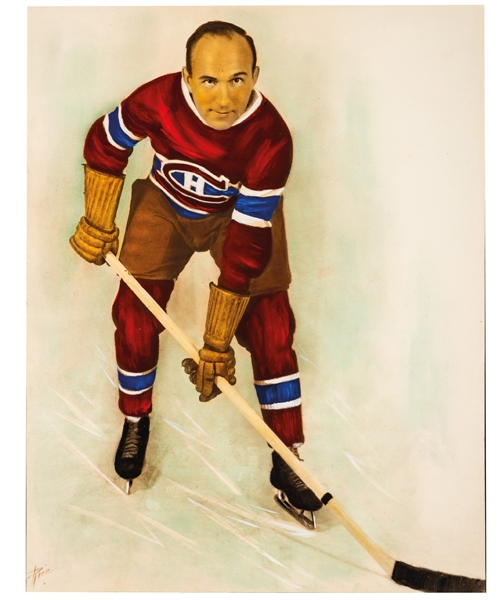 Spectacular Howie Morenz Montreal Canadiens Vintage Hand-Coloured Rice Studios Photo from the Montreal Canadiens Archives