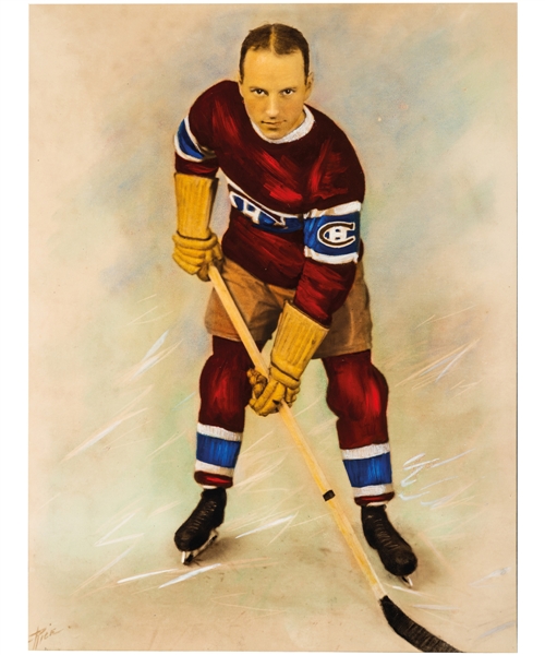 Sensational Aurele Joliat Montreal Canadiens Vintage Hand-Coloured Rice Studios Photo from the Montreal Canadiens Archives