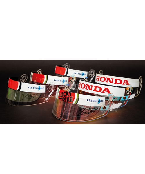 Jacques Villeneuve’s 1999-2003 Lucky Strike BAR Honda F1 Team Signed Race-Issued/Race-Worn Visor Collection of 6 with His Signed LOA