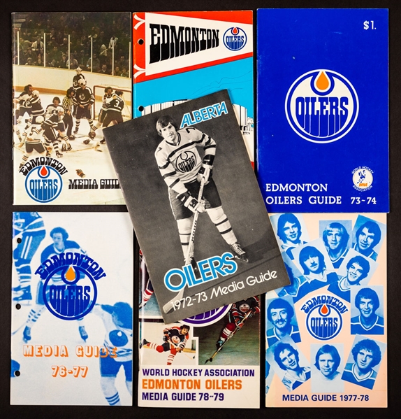 Edmonton Oilers 1972-73 to 1978-79 WHA Complete Media Guide Collection of 7