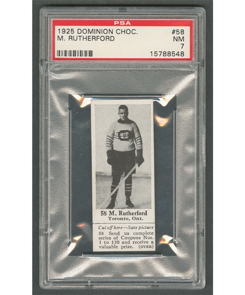 1925 Dominion Chocolate #58 M. Rutherford (with Tab) - Graded PSA 7 - Highest Graded