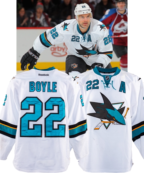 Dan Boyles 2013-14 San Jose Sharks Game-Worn Alternate Captains Jersey - Photo-Matched!