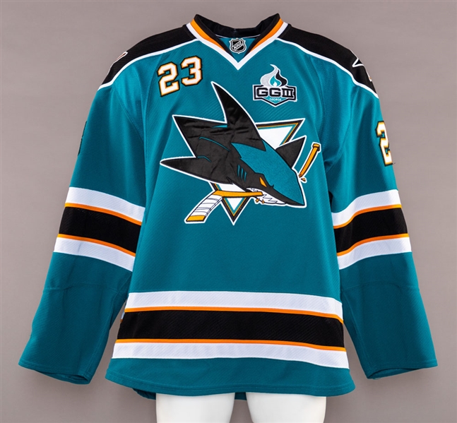 Scott Gomezs 2012-13 San Jose Sharks Game-Worn Jersey - George Gund III Patch! - Photo-Matched!