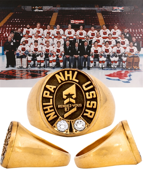 Dale Hawerchuks Rendez-Vous 87 NHL All-Stars Vs USSR 10K Gold and Diamond Ring with Family LOA