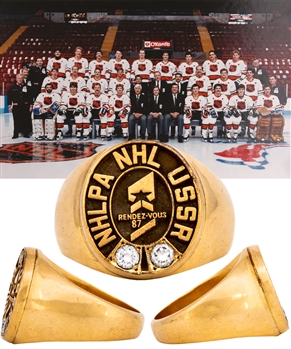 Dale Hawerchuks Rendez-Vous 87 NHL All-Stars Vs USSR 10K Gold and Diamond Ring with Family LOA