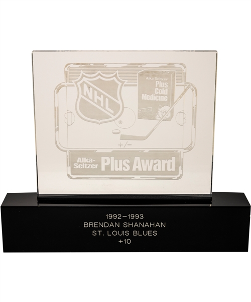 Brendan Shanahans 1992-93 St. Louis Blues NHL/Alka-Seltzer Plus Award (10")