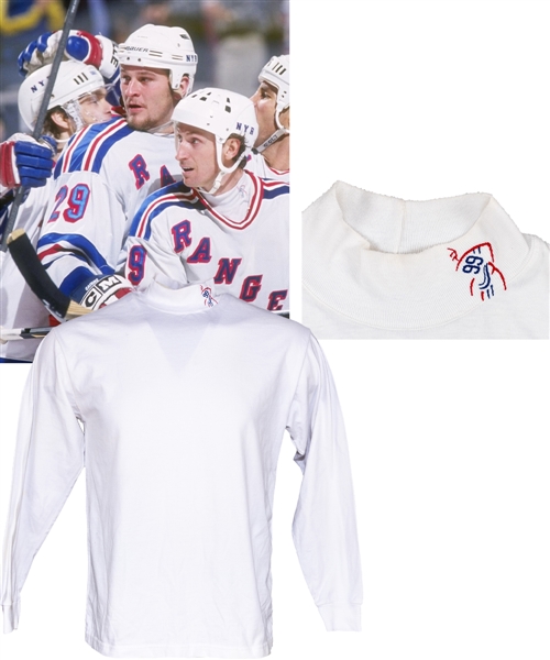 Wayne Gretzkys Mid-to-Late-1990s New York Rangers Game-Worn Mock Neck Undershirt with Shawn Chaulk LOA