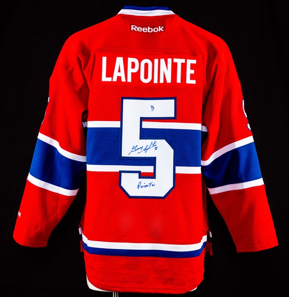 Guy Lapointe Signed Montreal Canadiens Jersey with COA, Signed Vintage Skates and Signed Framed Picture