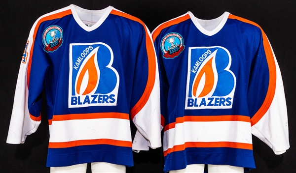 Scott Fergusons and Ryan Huskas 1992-93 WHL Kamloops Blazers Game-Worn Jerseys - Memorial Cup 75th Anniversary Patches! - Team Repairs!