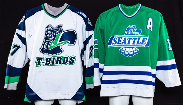 Chris Wells Early-to-Mid-1990s and Shane Endicotts Late-1990s WHL Seattle Thunderbirds Game-Worn Jerseys